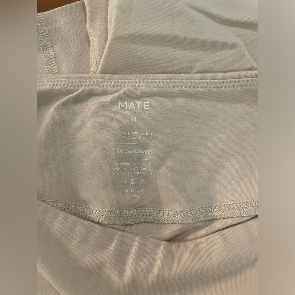 Mate the label cropped leggings in Bone (cream, beige) 92% organic cotton, M